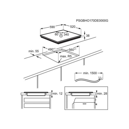 Ceranfeld Electrolux EHF6343FOK 60 cm 4 Heizzonen Touch