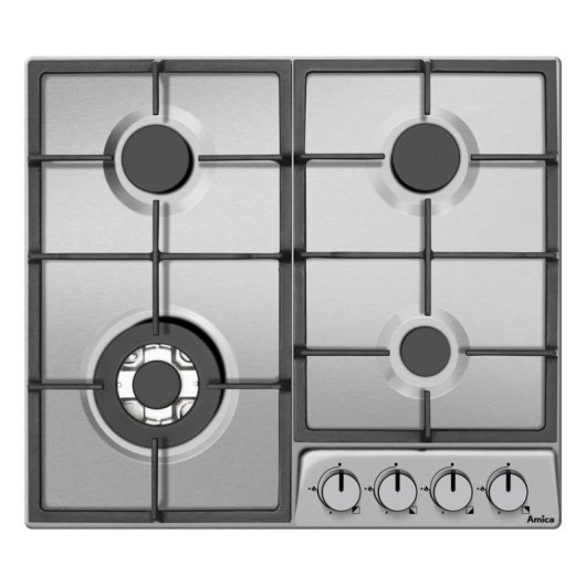 Plaque de gaz Amica PGD6101APR 4 zones inox 59 cm