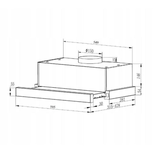 Campana extractora Beko HNT63322BH Teleskop 60cm mit LED-Beleuchtung