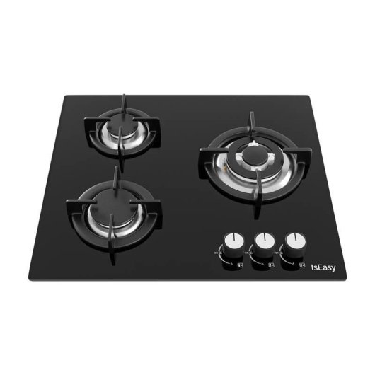 Placa de cocina de gas IsEasy MGBG-603 vidrio templado 3 quemadores