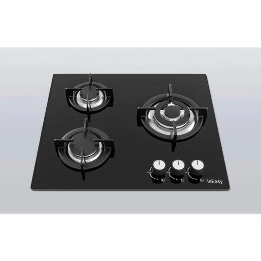 Placa de cocina de gas IsEasy MGBG-603 vidrio templado 3 quemadores