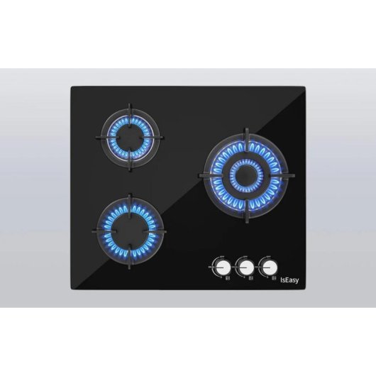 Placa de cocina de gas IsEasy MGBG-603 vidrio templado 3 quemadores