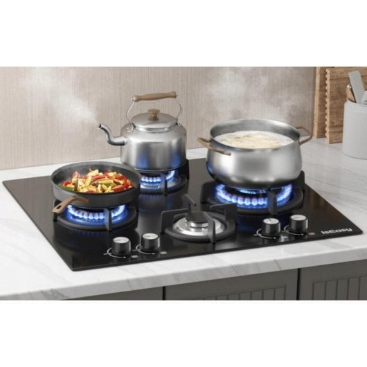Placa de cocina a gas IsEasy MGBG-654A 4 quemadores vidrio templado