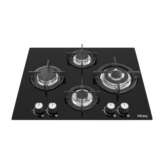 Placa de cocina a gas IsEasy MGBG-654A 4 quemadores vidrio templado