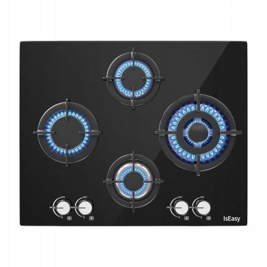 Placa de cocina a gas IsEasy MGBG-654A 4 quemadores vidrio templado