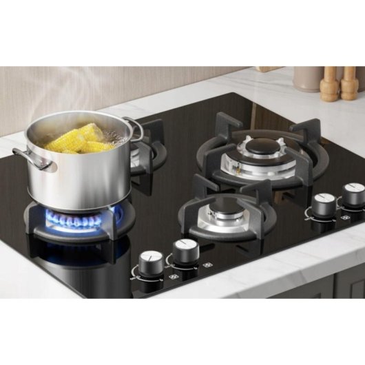 Placa de cocina a gas IsEasy MGBG-654A 4 quemadores vidrio templado