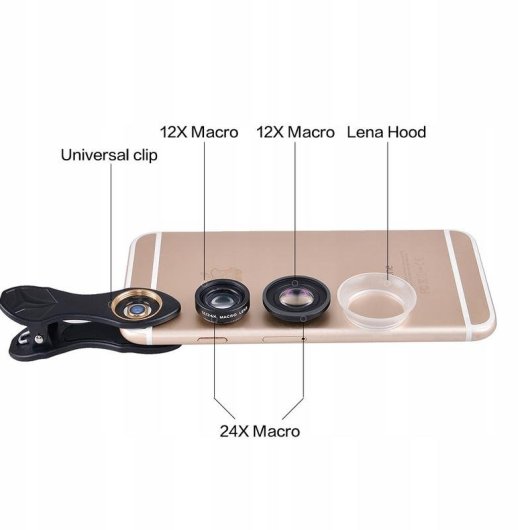 Objetiva macro Apexel APL-24XMH 12x/24x com clip de montagem