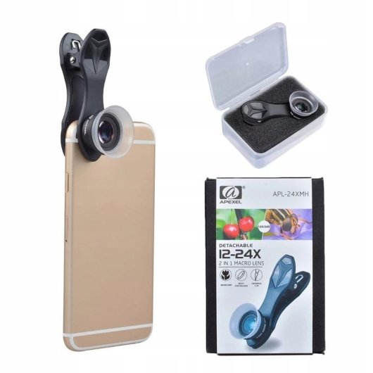Objetiva macro Apexel APL-24XMH 12x/24x com clip de montagem
