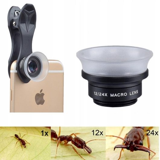Objetiva macro Apexel APL-24XMH 12x/24x com clip de montagem