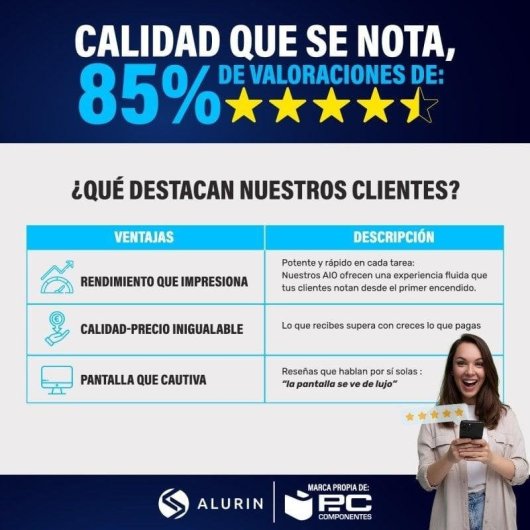 Alurin Flow AIO i5-12400 /16GB/500GB/24" Altura regulable + Owlotech MK500 Combo