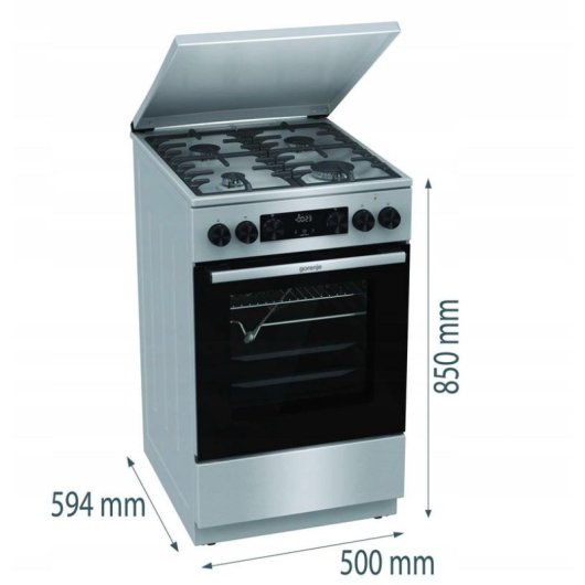 Cuisinière Gorenje GKS5C71XF 50 cm 4 feux gaz four électrique 70L