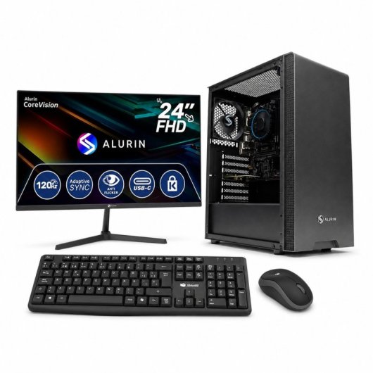 PcCom Work Intel Core i5-12400 / 16GB / 500GB SSD V2 / W11 Home + Teclado + Ratón + Monitor 24" FHD