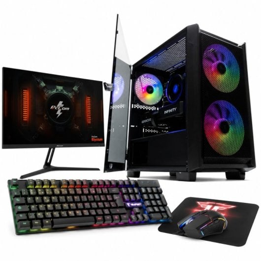 Desktop PcCom Lite AMD Ryzen 5 5500 16GB 500GB SSD RTX 5060 Windows 11 Home Pack Gaming PT Monitor 27"