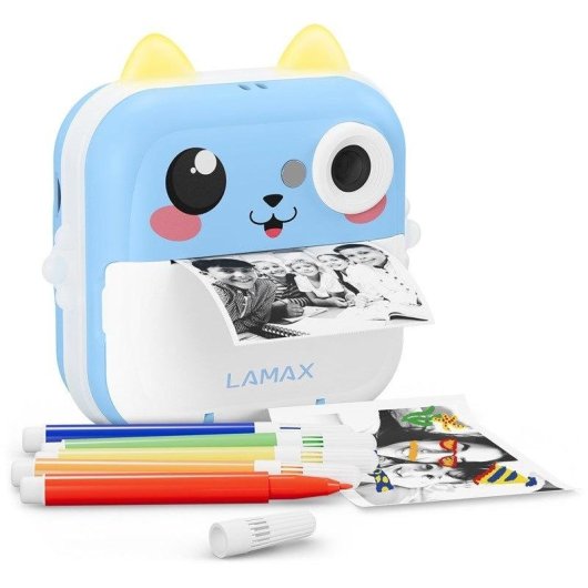 Câmara Instantânea Lamax InstaKid2 Plus Flash Bluetooth Ecrã LCD Azul