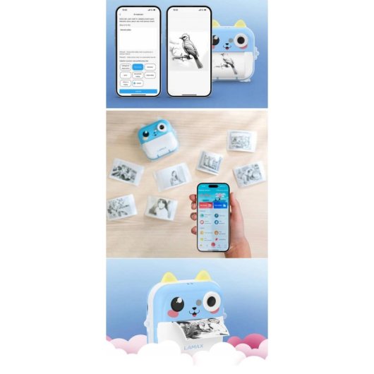Câmara Instantânea Lamax InstaKid2 Plus Flash Bluetooth Ecrã LCD Azul