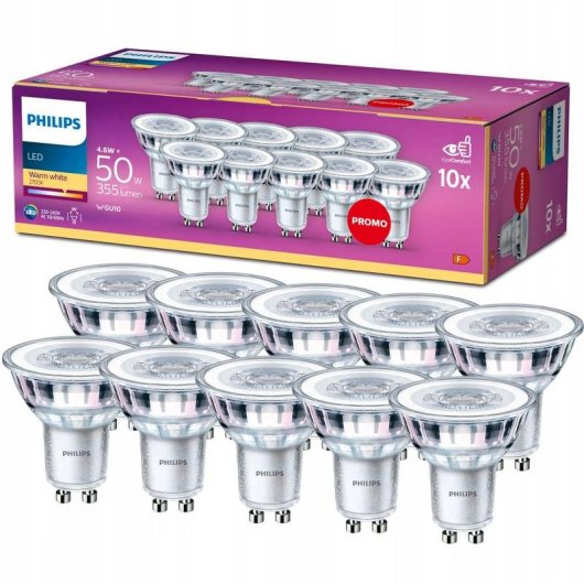 Lampe LED Philips PAR16 GU10 4,6 W 355 lm 2700 K 10 pièces