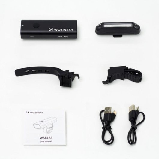 Luz de bicicleta Wozinsky WSBLB2 LED 400 lm IPX6 resistente à água