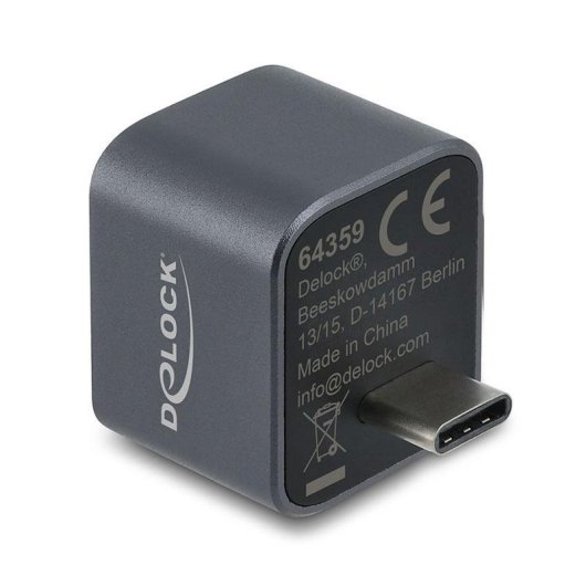 Hub DeLock 2 portas 10 Gbps USB-C modelo 64359 compacto metálico