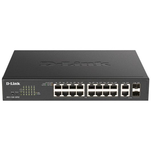 Switch D-Link DGS-1100-18PV2 16 porte Gigabit PoE+ gestito L2 Rack 1U