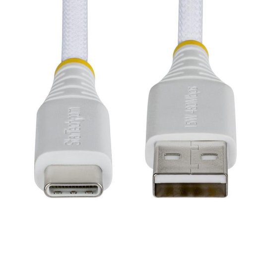 Cable StarTech USB-A a USB-C de 30 cm 15W 3A Trenzado de Nailon Blanco