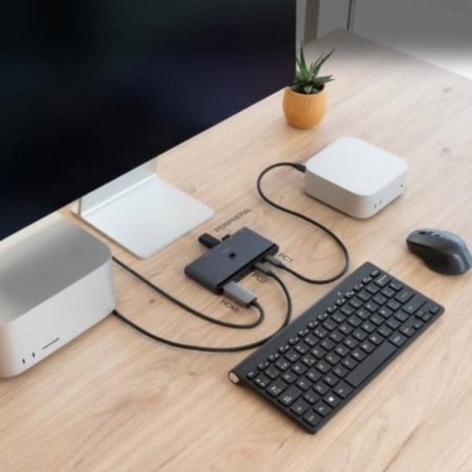 Conmutador KVM Nanocable 2x USB-C 8K HDMI DisplayPort PD Audio