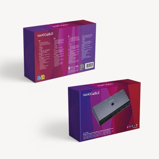 Conmutador KVM Nanocable 2x USB-C 8K HDMI DisplayPort PD Audio