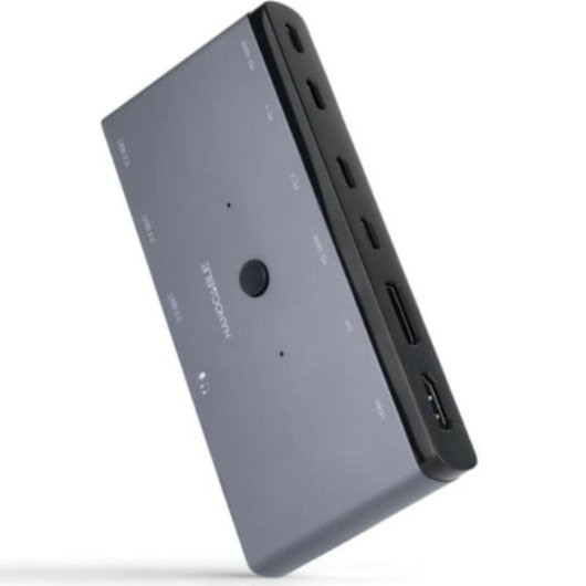 Conmutador KVM Nanocable 2x USB-C 8K HDMI DisplayPort PD Audio