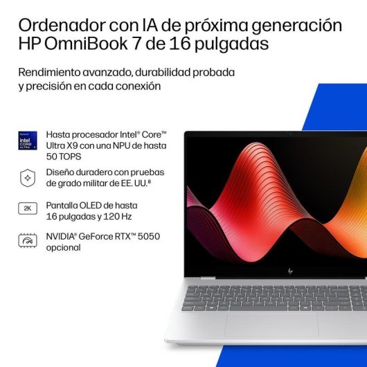 Portátil HP OmniBook 7 16-bh0007ns 16" Intel Core Ultra 7 356H 32GB 1TB SSD RTX 5050 Windows 11 Home