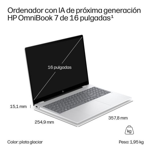 Portátil HP OmniBook 7 16-bh0007ns 16" Intel Core Ultra 7 356H 32GB 1TB SSD RTX 5050 Windows 11 Home