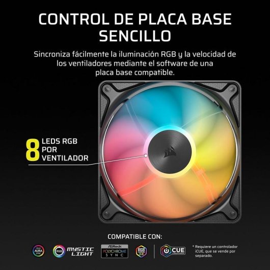 Corsair RS120 II Zusatzlüfter 120mm ARGB PWM mit anpassbarer ARGB-Beleuchtung und Zero RPM Modus