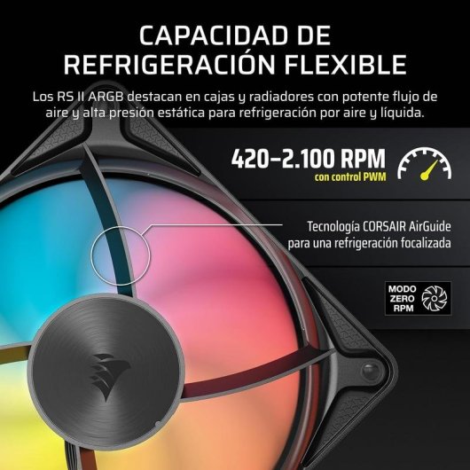 Corsair RS120 II Zusatzlüfter 120mm ARGB PWM mit anpassbarer ARGB-Beleuchtung und Zero RPM Modus