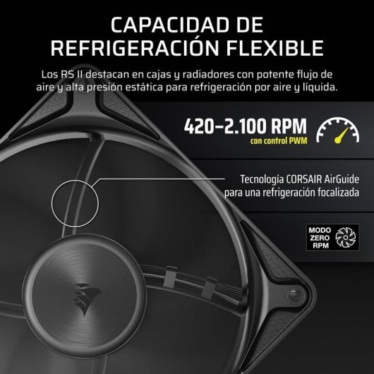 Ventilatore supplementare Corsair RS120 II 120mm PWM con modalità Zero RPM e cuscinetti magnetici