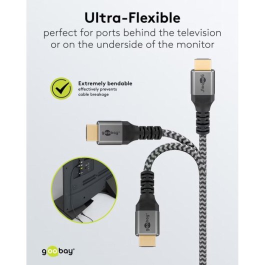 Cable HDMI Goobay Plus 2.0 4K@60Hz 18 Gbit/s Blindado