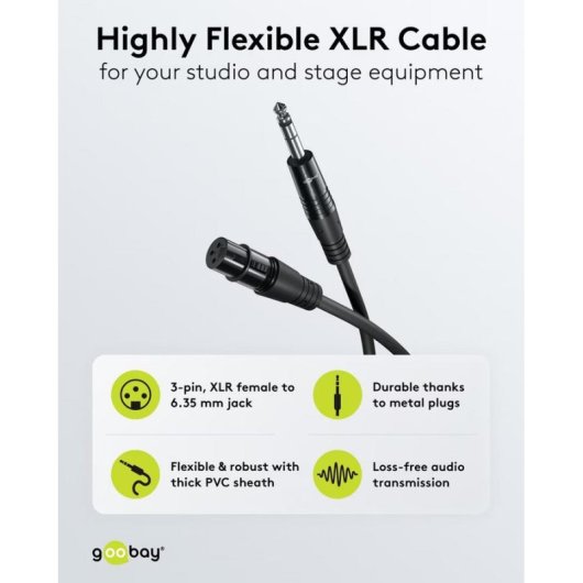 Cable XLR Goobay 10 m Macho a Macho Preto