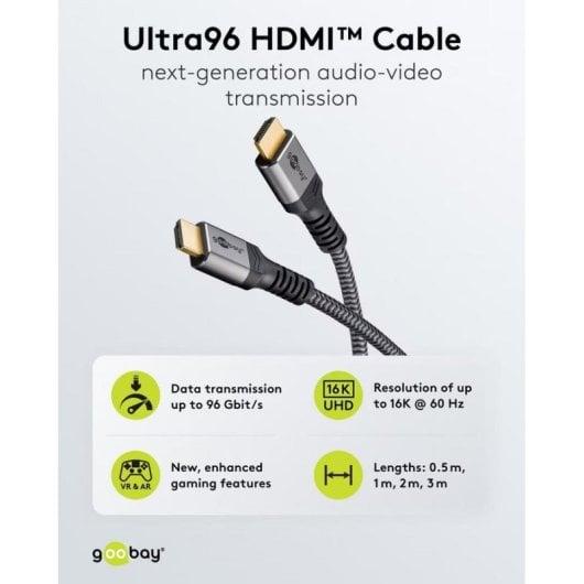 HDMI-Kabel Goobay Ultra96 2.1 16K 96 Gbit/s Textil Schwarz