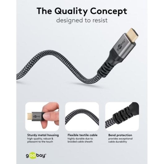 HDMI-Kabel Goobay Ultra96 2.1 16K 96 Gbit/s Textil Schwarz