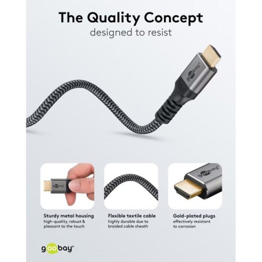 Cable HDMI Goobay Plus 4K@60Hz 18 Gbit/s Textil