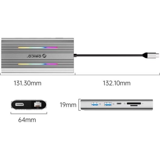 Dock USB-C Orico XDR 12 en 1 RGB HDMI 2.0 DisplayPort 1.4