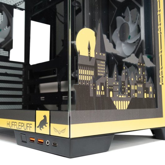 Torre PC Forgeon Tiberium EVO Torre ATX ARGB USB-C Cristal Templado Negra House Pride Hufflepuff