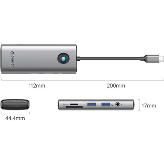 Hub USB-C Orico PW11 8 in 1 HDMI 4K USB-C PD 100W Ethernet Gigabit