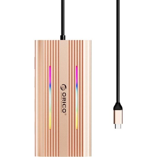 Hub USB-C Orico XDR 12 en 1 RGB 12 puertos USB-C con 100W PD