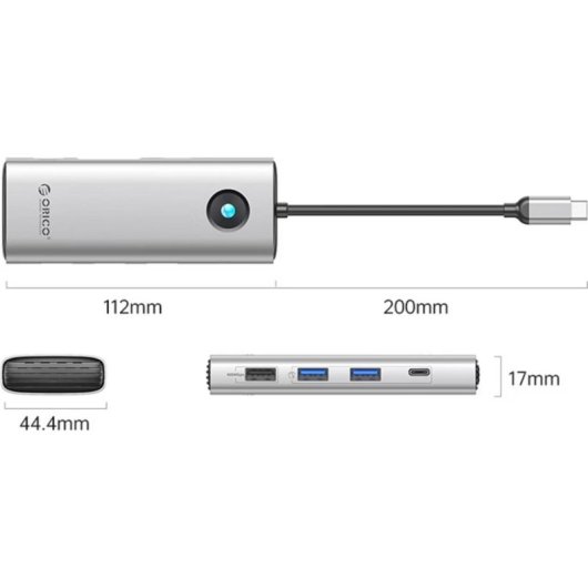 Docking Station Orico PW11 8 porte USB-C HDMI 2.0 VGA Argento
