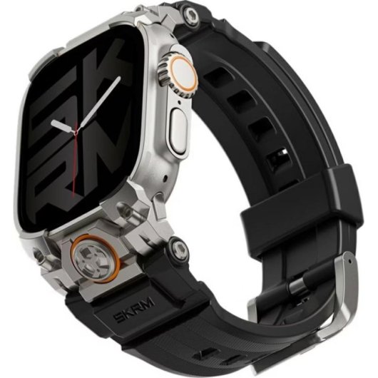 Correa de Silicona Skinarma con Hebilla de Acero Inoxidable para Apple Watch Negro