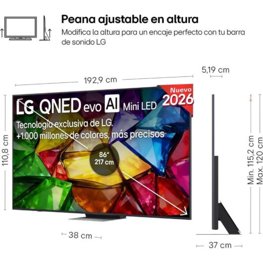 TV LG Mini RGB evo AI 86MRGB87B6B 86" 4K UltraHD 120Hz Smart TV WebOS Dolby Vision
