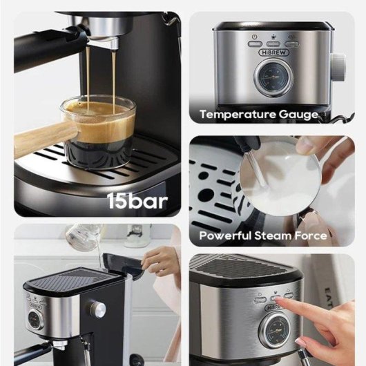 Cafetière expresso semiautomatique HiBREW H5A 1,2 L 15 Bars avec mousseur