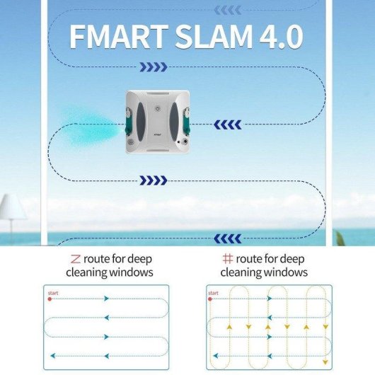Robot Nettoyeur Vitres FMART W6 - 3800Pa Spray Ultrasonico
