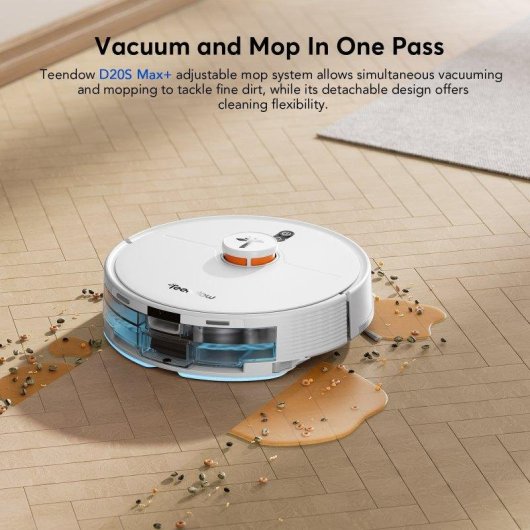 Aspirador Robô com Mopa Teendow D20s Max+ Com Esvaziamento Automatico Navegação LiDAR 6000 Pa