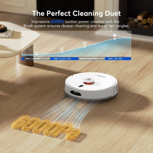 Aspirador Robô com Mopa Teendow D20s Max+ Com Esvaziamento Automatico Navegação LiDAR 6000 Pa