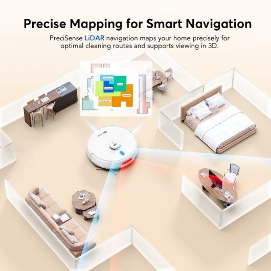 Aspirador Robô com Mopa Teendow D20s Max+ Com Esvaziamento Automatico Navegação LiDAR 6000 Pa