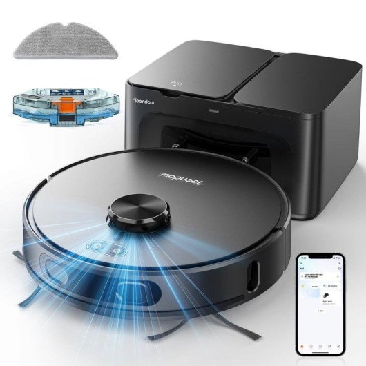 Aspirador Robô com Mopa Teendow D65s Max Com Esvaziamento Automatico Navegação LiDAR 6000 Pa
